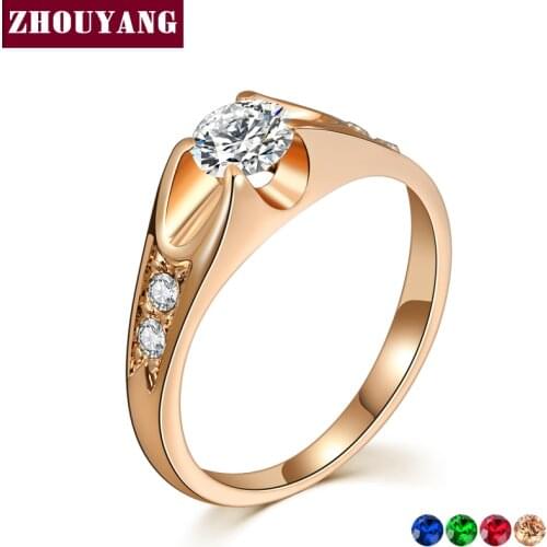 ZHOUYANG Wedding Ring For Women Classic Cubic Zirconia Rose Gold Color Fashion Jewelry Lover Rings Austrian Crystal ZYR249