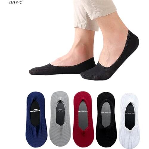 1 Pairs Invisible Boat Socks Men Breathable Mesh Instep Women Men Short Socks Cotton Summer No Show Ultrathin Non-Slip Loafer