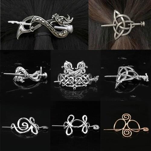 1pc Vintage Celtics Knots Viking Runes Crown Hairpins Hair Clips Stick Slide Accessories for Women Cetilcs Hair Jewelry