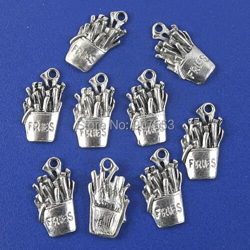 100pcs antiqued silver FRIES design charms H0301