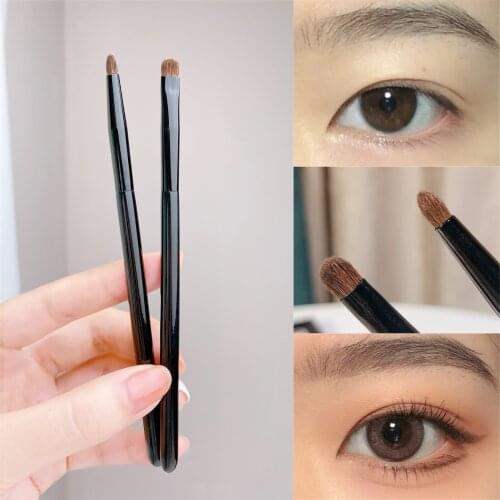 2Pcs Professional Eye Makeup Brushes Soft Pony Hair Detail Eye Shadow Brush Eyeliner Lying Silkworm Eye Tail Lip Makeup Brush
