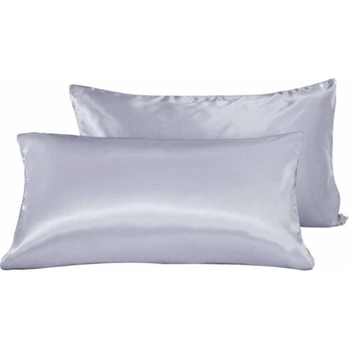 2pcs Luxury 100% Satin Silk White Silver Grey Pillowcase Purple Twin King Silky Pillow Case For Women Men Sleep Cover Dropship