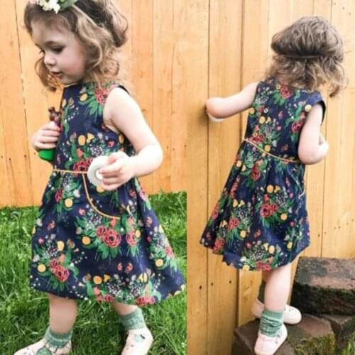 2018 brand New Baby Girl Dress Vest Clothes Summer Children Dress Outfit sundress butterfly 100% cotton A-line skirt 9m-3T