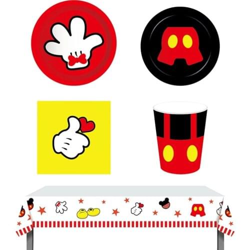 69 pcs Disney Mickey Mouse Birthday Party Decoration Combination Cups Plates Garland Tablecloths Kids Love Prepared For 16 Kid