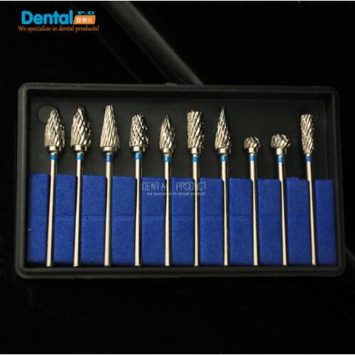 Free shipping 10 size /1set Dental Tungsten Steel Nitrate Carbide Burs Drills Dentistry