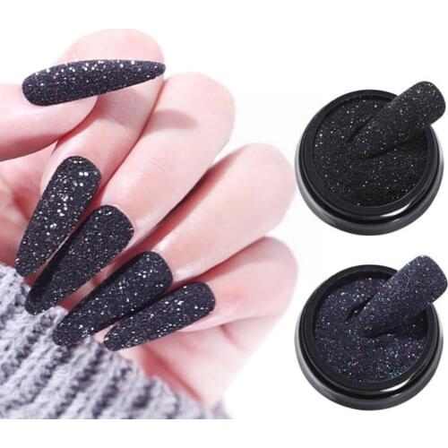 Shining Sugar Nail Powder Hair Wool Shining Nail Art Decoration Nail Powder Nail Dipping Glitter Pigment DIY Art Black Art M0Y7