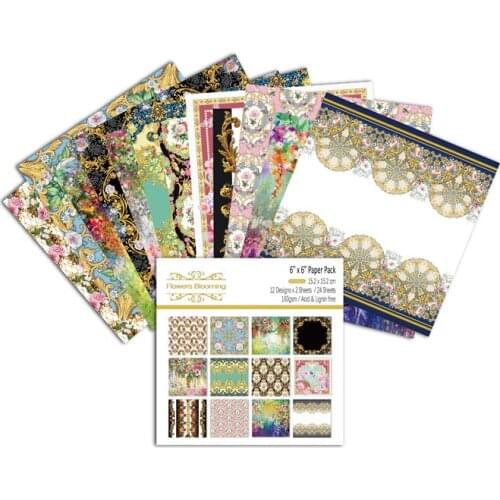 Flower blooning Scrapbooking paper pack of 24 sheets handmade craft paper craft Background pad 56