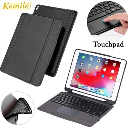 Case For iPad 6th 2018 9.7 inch Removable touchpad keyboard W Pencil Holder Stand Leather Cover For iPad 2017 9.7 Case Keypad