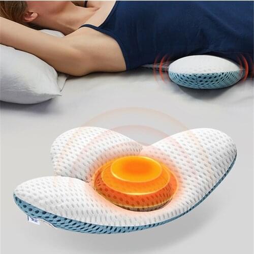 Electric 3D Lumbar Spine Support Massage Pillow Infrared Compress Heating Pad Relieve Waist Discomfort Home Bed Waist Pillow