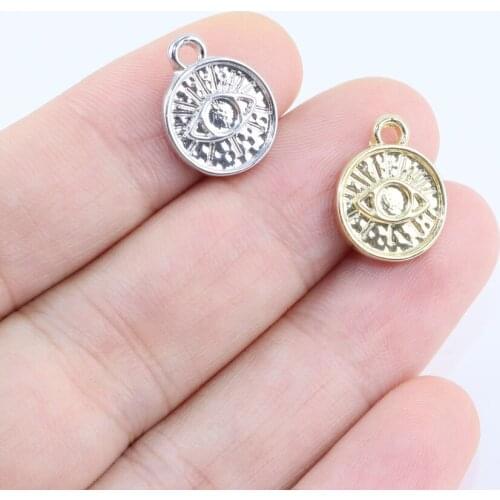 Eruifa 20pcs 12mm Zinc alloy Popular Eye Print Coin Charms Wholesales necklace,earring bracelet jewelry DIY handmade 2 color