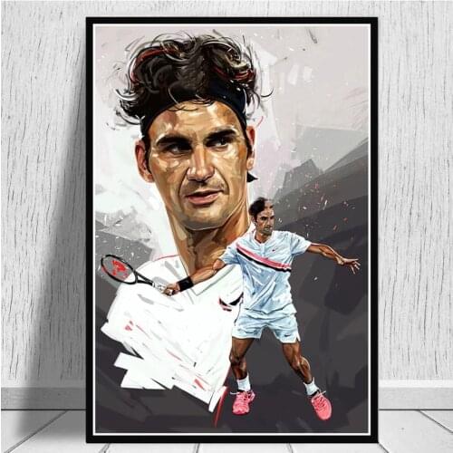 Paintings Art Hot Roger Federer Tennis Players Sport Star Poster And Prints Wall Canvas Wall Pictures Home Decor quadro cuadros