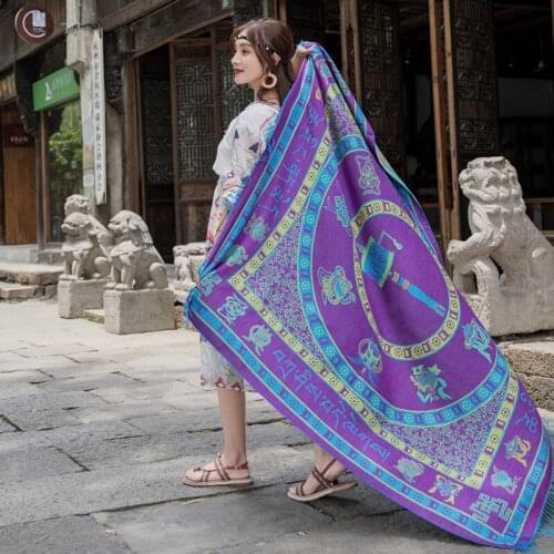 Cashmere-like shawl square scarf ethnic style scarfs ladies thick warmth cloak printing versatile casual womens cape foulard
