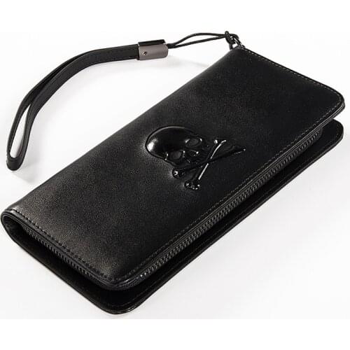 Genuine Leather Wallet For Women Wallet Skull Purse Female Luxury Cow Leather Business Womens Clutch Fashion Coin Purse Pouch