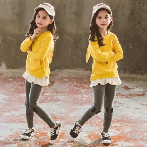 Cat Spring Autumn Baby Girls Suit Sweatshirts + Leggings 2pcs Kids Teenage Outwear Children Clothing Sportwear High Quality