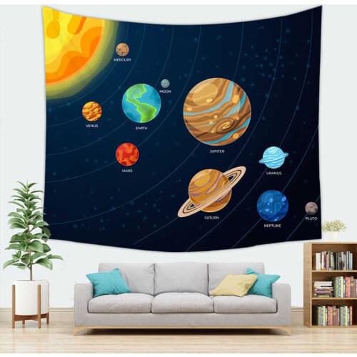 Space Universe Cartoon Kawaii Carpet Mat Wall Hanging Tapestry Bohemian Home Decor 100x70cm 150x130cm 150x150cm 200x150cm