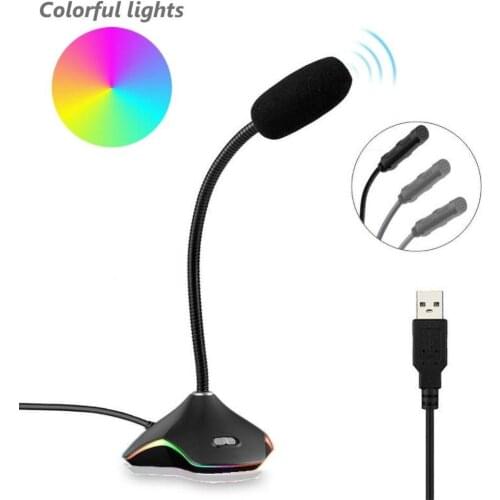 Bluelans 3.5mm/USB RGB Light Desktop Condenser Microphone Recording Mic for PC Laptop