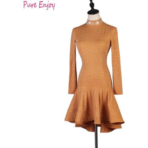 Latin Dance Dress Women Autumn and winter Sexy Classic Luxurious full drill Qia Qia Samba Latin Dance Skirt Competition Dreess