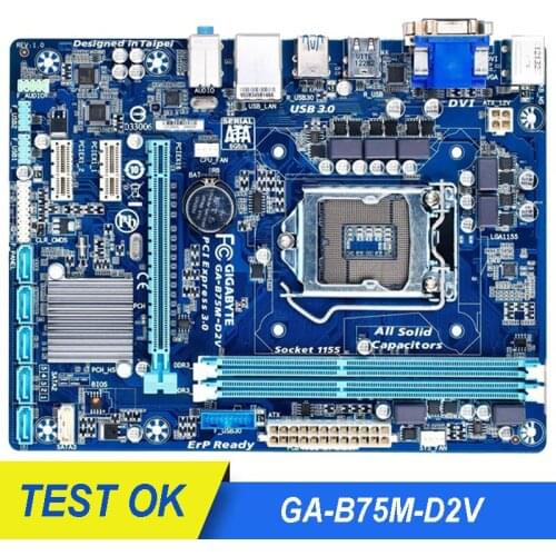 For GIGABYTE GA GA-B75M-D2V Motherboard B75M-D2V PCI-E 3.0 DVI Socket LGA1155 DDR3 For Intel B75 B75M 16G Desktop Used Mainboard