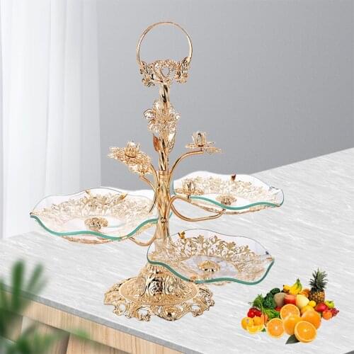 Multi Layer Glass Fruit Tray Candy Snacks Serving Tray Dining Desk Dessert Plate Platter Home Kitchen Wedding Decoration