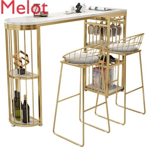 Fashionable Modern Luxury Gold Storage Rack Small Bar Stand European-Style Household High-Leg Table Shelves For Wall