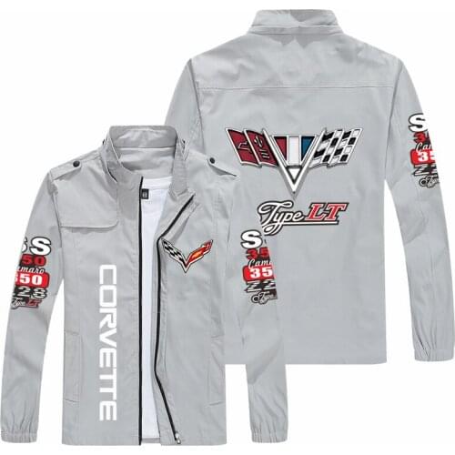 New 2021 Spring Autumn Corvette Logo Men Stand Collar Casual Sweatshirt Long Sleeve Zipper Cardigan Jacket 7 Colors