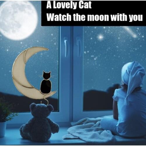 Moon cat window sticker decoration home wall sticker