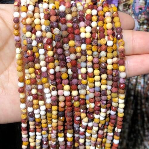 3mm Natural Faceted Mookaite Stone Beads Small Egg Yolk Loose Spacer Beads For Jewelry Making Accessories Diy Earings Bracelets