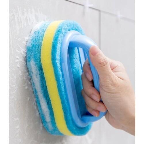 Kitchen Cleaning Bathroom Toilet Glass Wall Cleaning Bath Brush Plastic Handle Sponge Bottom Bathtub Brush Window Cleaner WC