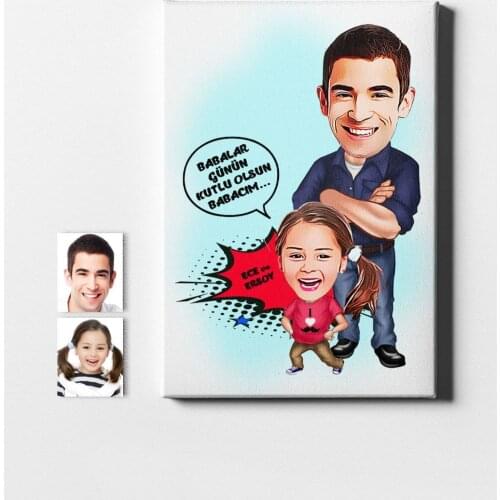 Fathers Day Custom Santa Claus Girl Cartoon Canvas Table (50x70 cm.) 2 gift Home Decoration Special Design Home Office Business Quality