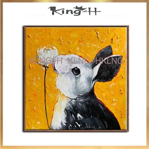 Lotus and painting rabbit rabbit hand drawing cartoon cartoon painting oil painting of abstract art wall large murals