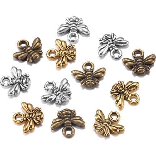 40Pcs Vintage Bumble Bee Honeybee Insects Charm Pendants Lovely Beads Necklace Bracelet Earring for DIY Jewelry Making Supplies
