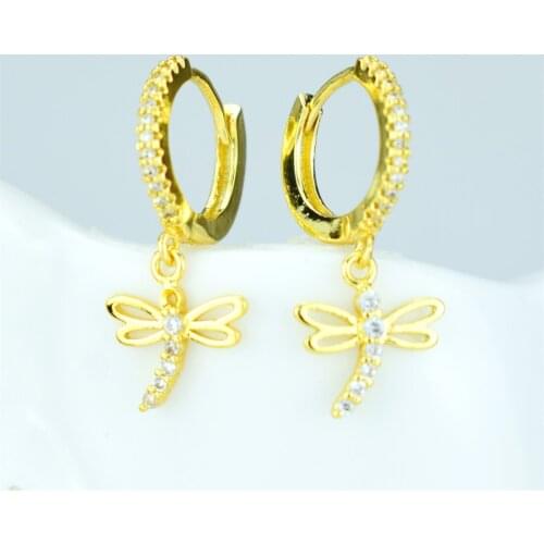 Hollow dragonfly earrings Insect jewelry Micropave earrings Christmas gifts for girls and children