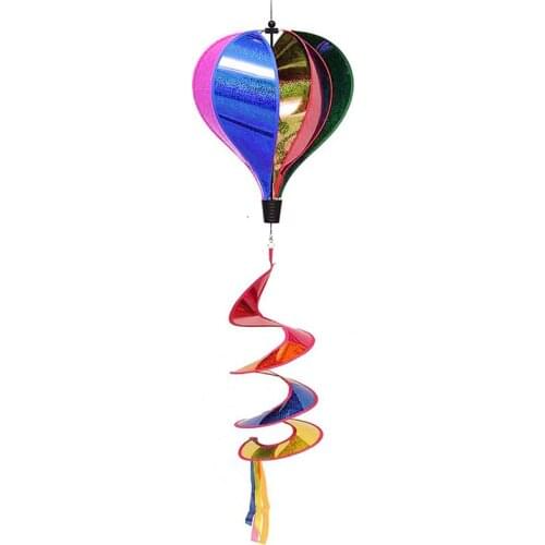 Rainbow Hot Air Balloon Sequins Windsock Striped Wind Spinner Outdoor Decor