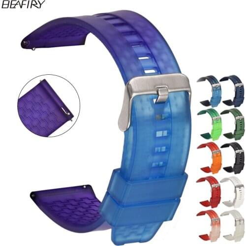 BEAFIRY Rubber Watch Strap 22mm Quick Release Silicone Watchband Watches Band Waterproof for huawei Black blue green orange