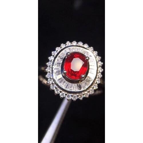 Ruby Ring Pure 18K Gold Jewelry Real Natural 1.02ct Red Ruby Diamond Jewelry Anniversary Females Rings for Womens Fine Rings