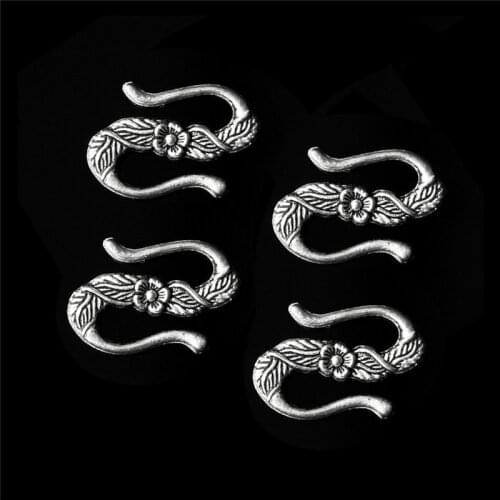 23mm Tibetan Ancient Silver S-shaped Flower Connector Charm Clasp Hooks DIY Handmade Jewelry Making For Necklace Bracelet