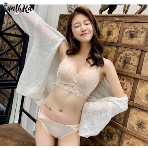 Sexy Underwear Women Set Beautiful Back Wireless Seamless Lace Bra Adjustable Bra and Panty Women Push Up Lingerie Sets