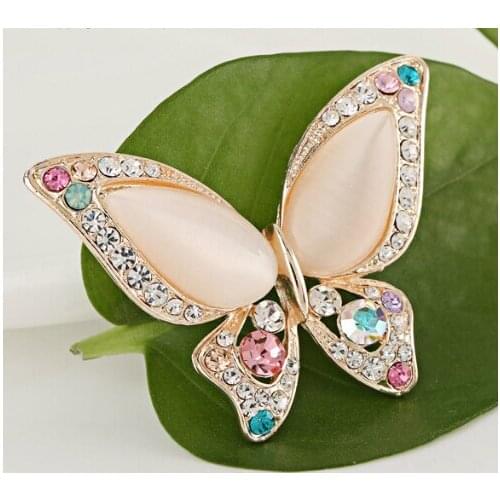 Unique Cute Designer Opal Butterfly Brooch Pin, Rhinestone Brooch Scarf Buckle,2 Colors Brooches for Women Broaches Men Broches
