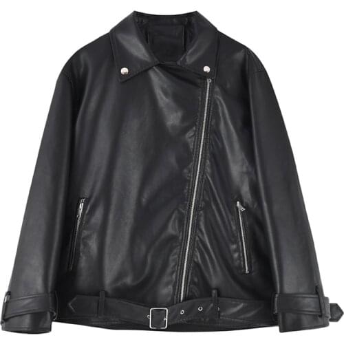 Streetwear Faux Pu Leather Jacket Women 2021 Autumn Fashion Patchwork Contrast color Motorcycle Coat Casual Biker Jacket Female