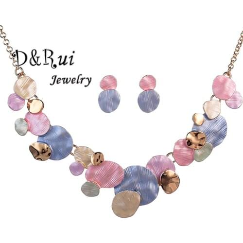 Unique Design Circular Geometric Jewelry Sets for Women Fashion Woman Party Wedding Statement Chain Necklaces and Earrings Set