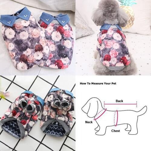 Winter Dog Shirt Coat Fashion Flowers Pet Dog Hoodies Yorkshire Puppy Pomeranian Poodle Bichon Schnauzer Clothing Pet Costumes