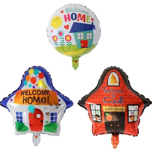 5pcs Colorful Welcome Home School is Cool Foil Helium Balloons Back To School Party House Moving Party Decorations Air Globos