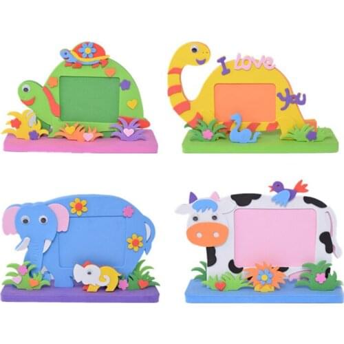 1set Cartoon Animals Elephant Self Adhesive Children Kids DIY EVA Family Photo Frame 3d Assembling Puzzles Educational Toys Gift