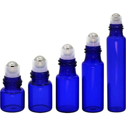 100pcs/lot 1ml 2ml 3ml 5ml 10ml Thin Glass Roll on Bottle Sample Test Roller Essential Oil Vials with Stainless Steel/Glass Ball