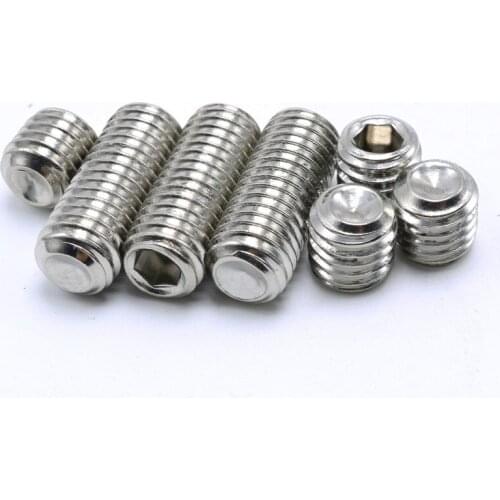 50pcs/Lot M2X2mm-16mm M2.5X2mm-16mm 304 Stainless Steel Socket Cup Point Grub Screw M2.5 Hex Socket Stainless Grub Screw