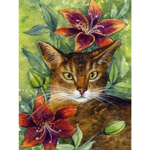 Full Drill 5D Diy Diamond Painting Cat Rhinestone Diamond Embroidery Animal Cross Stitch Flower Mosaic Home Decor Handmade Gift
