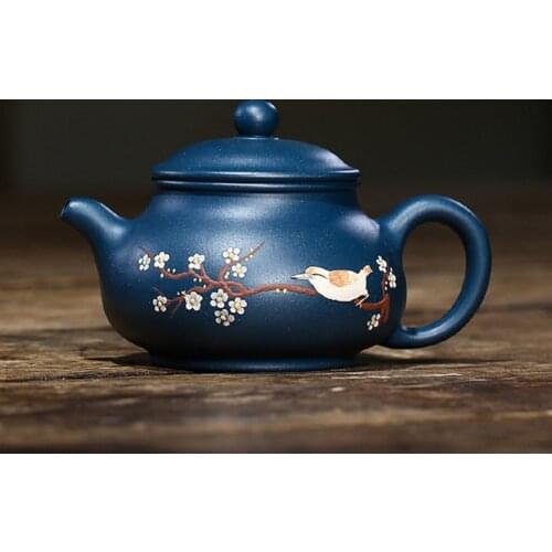 Yixing tea pot purple clay filter Teapot beauty kettle Raw ore Azure mud Handmade Boutique Teaware gifts Authentic 230ml