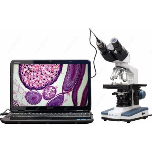 Digital Compound Microscope--AmScope Supplies 40X-2000X LED Digital Binocular Compound Microscope w 3D Stage +1.3MP USB Camera