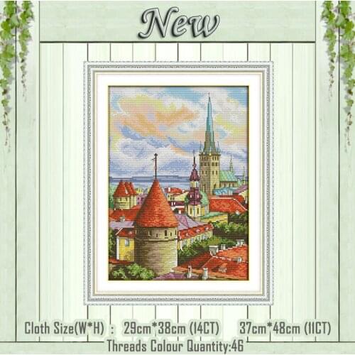 Church scenery decor diy painting counted printed on the canvas DMC 11CT 14CT kit chinese Cross Stitch embroidery needlework Set