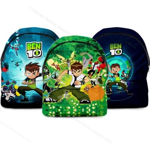 B e n 10 Cartoon Children Backpack Boys Waterproof Outdoor Travel Casual Teenagers School Bags Men 3D Anime Laptop Backpacks